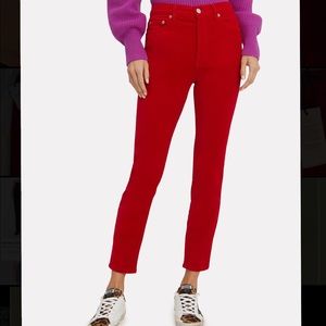 NWT RE/DONE Red Velvet High Rise Ankle Crop Pants